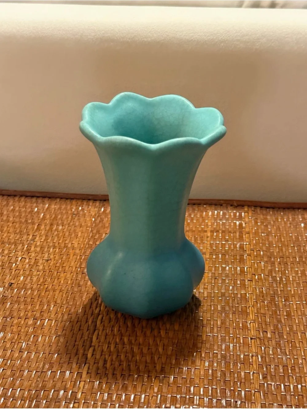 Vintage Turquoise Ceramic Bud Vase – Mid-Century Art Pottery